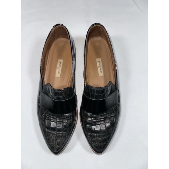 NWOT Paul Green Dara Patent Leather Croc Embossed Pointy Loafers Black US 6.5 - Picture 4 of 11
